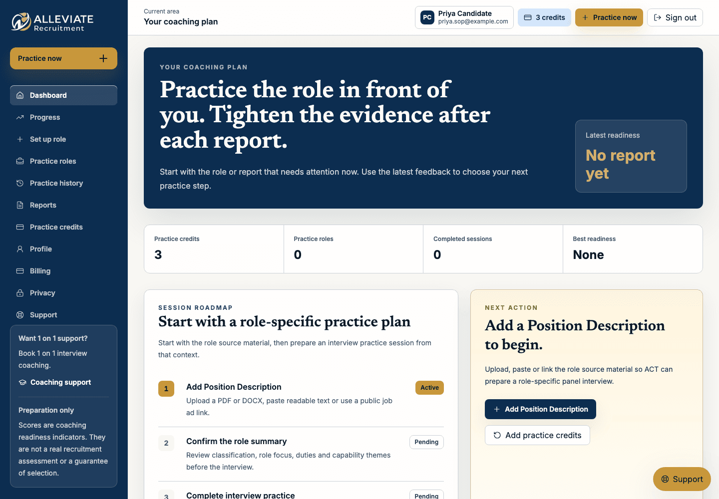 ACT dashboard showing the Add role action.